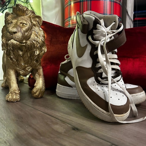 🚨🔥 Air Force 1 Mid White Shoes "Cafe Brewed Elegance Mocha Brown" - Picture 5 of 7